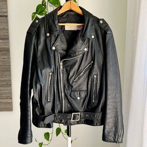 MARTANI Vintage Black Leather Motorcycle Jacket Biker Made in USA Size 46
